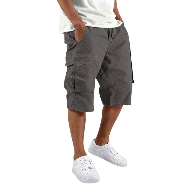 2026-Summer-men-loose-straight-pants-Casual-multi-pocket-Shorts-pure-color-fashion-Men-Shorts-drawstring.jpg