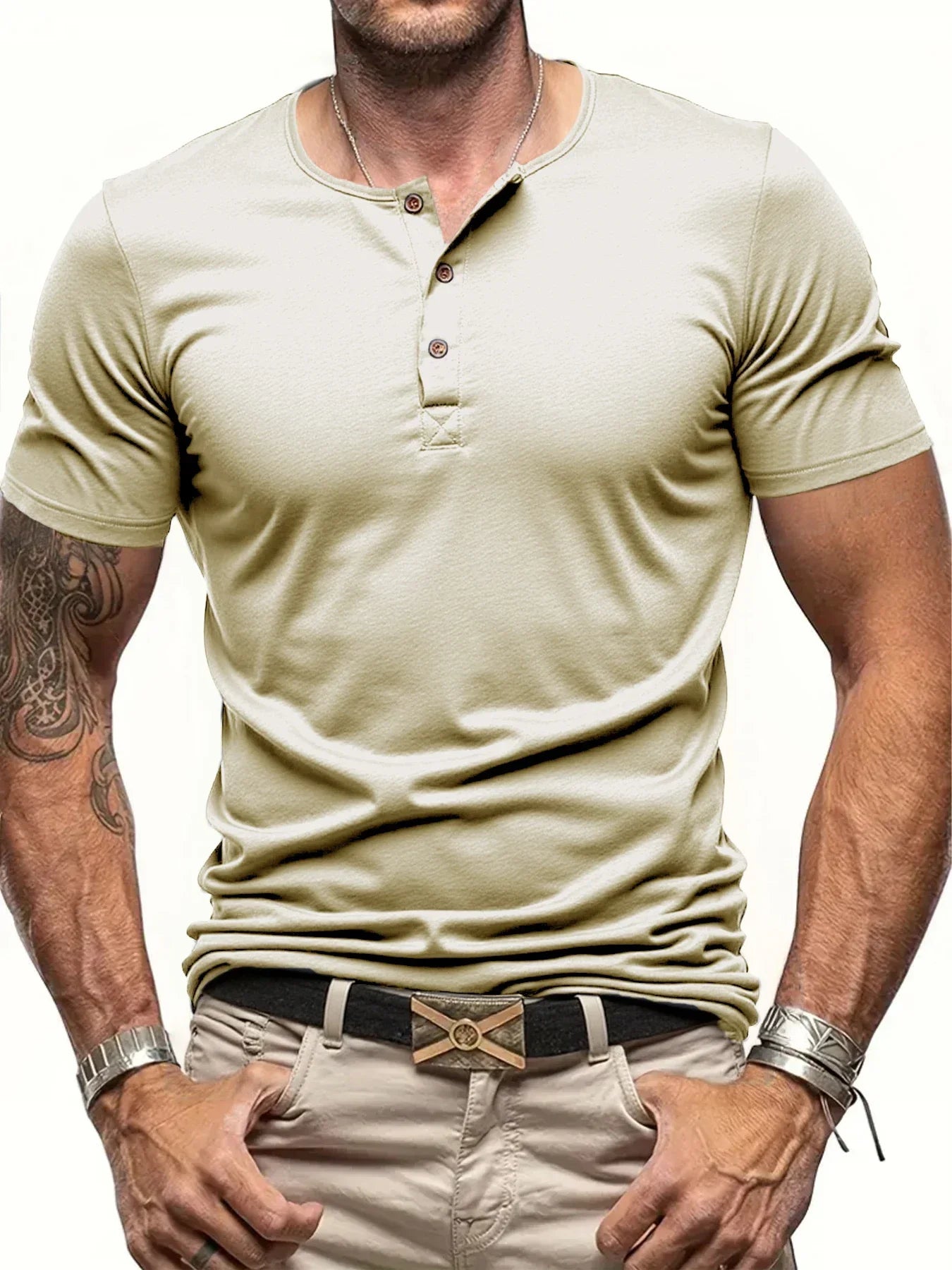 Cozy Button Neck Men's Tee