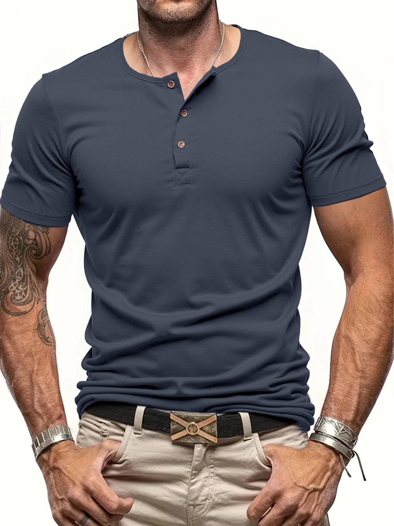 Cozy Button Neck Men's Tee
